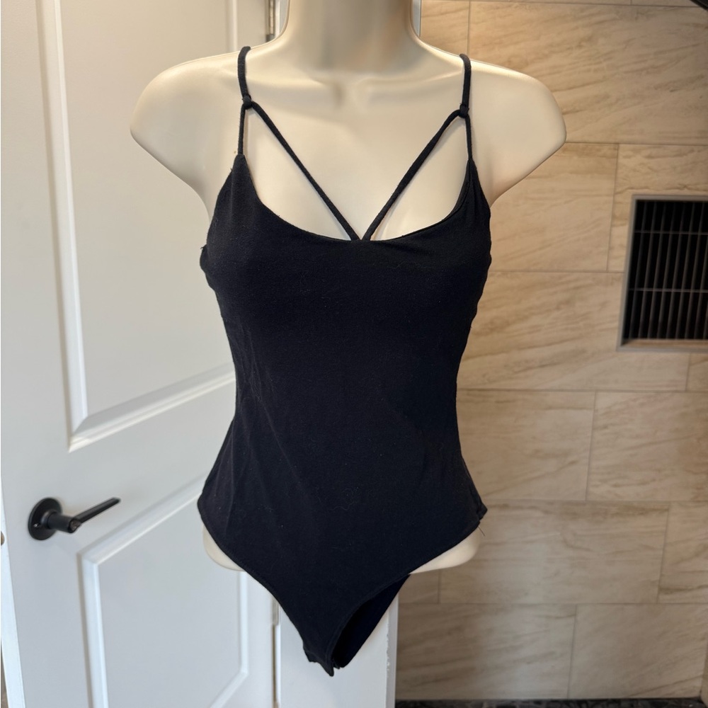 Elegant Black Strappy Bodysuit